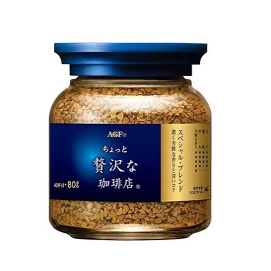 日本原装进口AGF blendy咖啡0蔗糖美式冻干速溶纯黑咖啡粉80g蓝罐