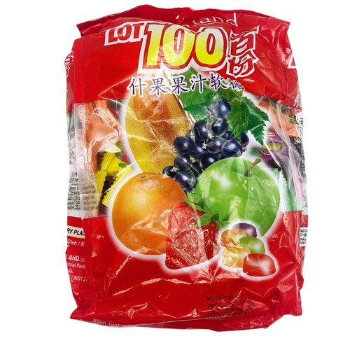 【一百份果汁软糖1kg】马来西亚LOT100分多口味芒果水果喜糖特价