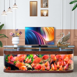电视柜鱼缸客厅中大型水族箱懒人免换水金鱼缸 落地靠墙水族缸欧式