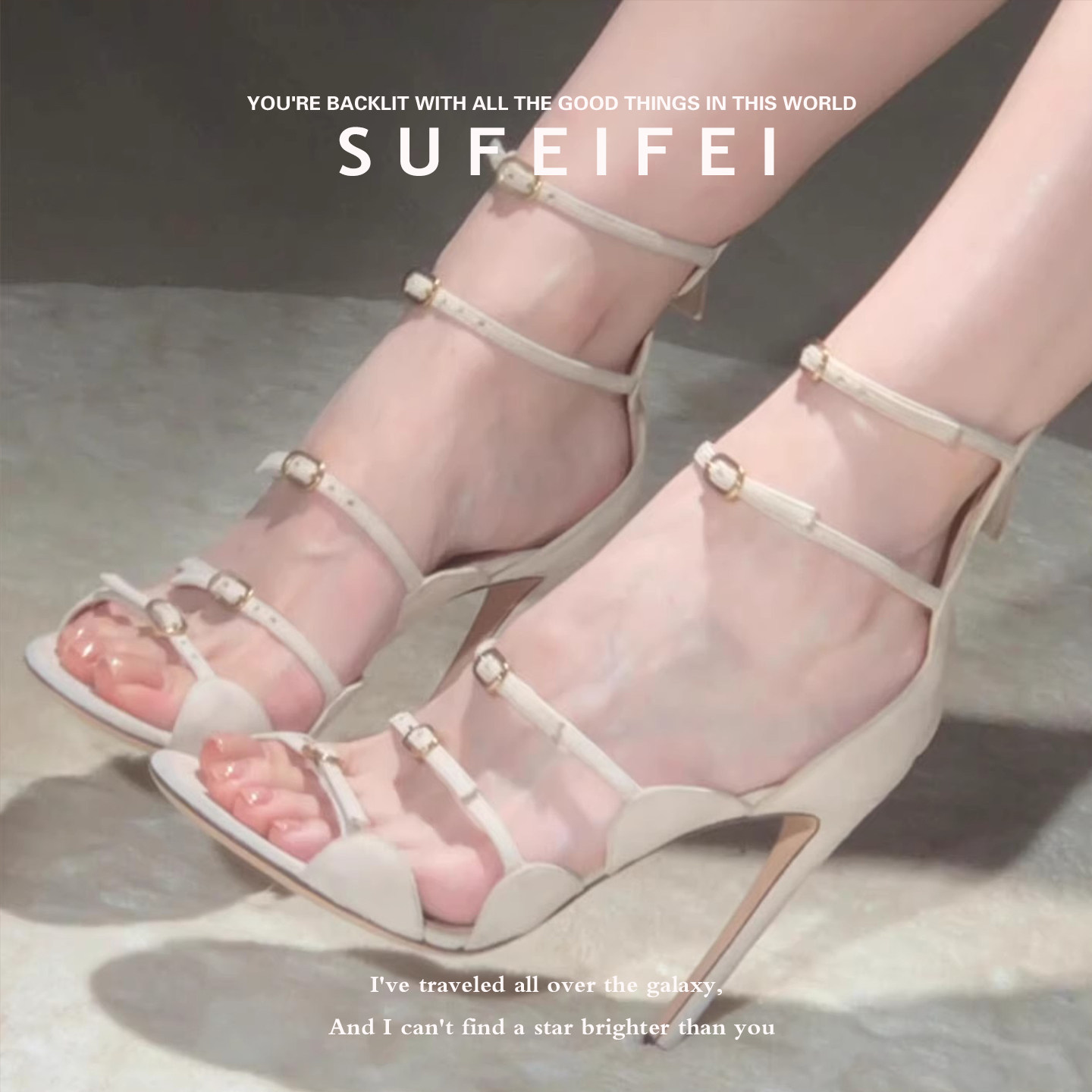 苏妃妃仙女风露趾后拉链细跟女春夏配裙子性感时尚高跟鞋不累脚