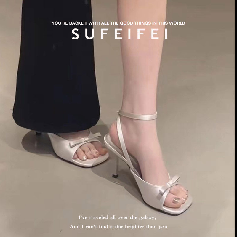 苏妃妃2026夏季新款露趾高跟凉鞋女高级感晚晚风一字高跟鞋女细跟