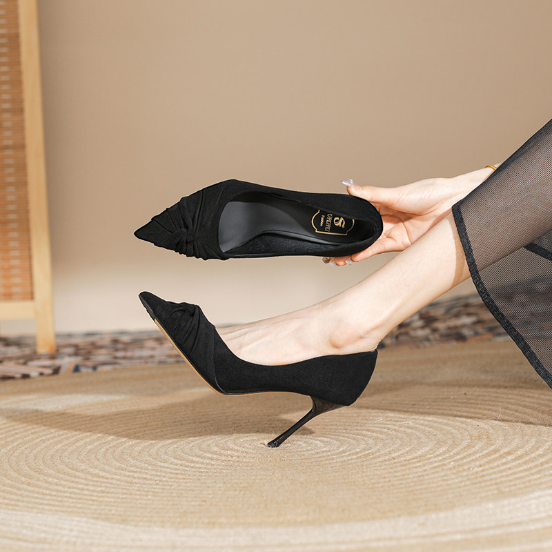 苏妃妃黑色优雅小个子配小裙子高跟鞋女细跟气质不累脚御姐风绝美