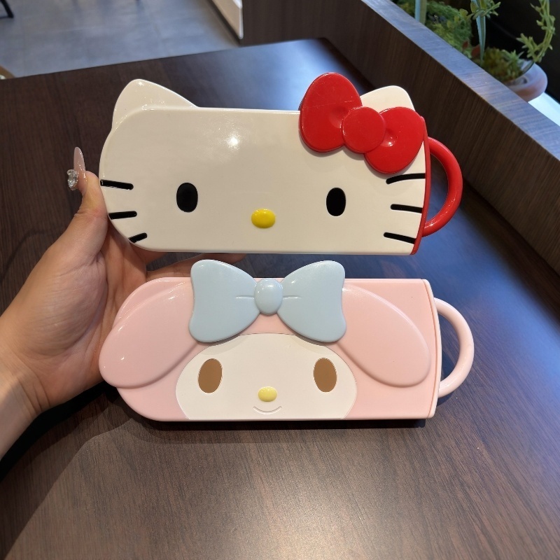 哈喽kt筷子勺子套装一人用学生餐具收纳盒304不锈钢筷勺叉三件套