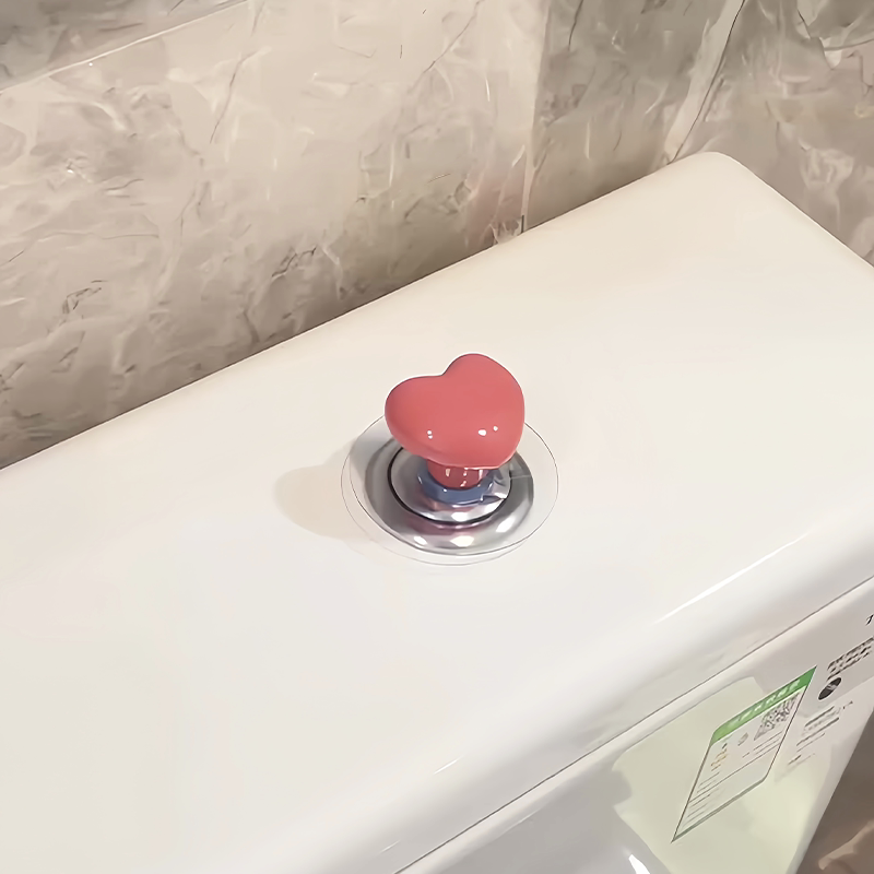 陶瓷爱心马桶按压器卫生间水箱冲水按钮辅助器浴室装饰摆件门拉手