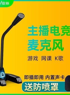 2026新款麦克风电脑台式游戏会议降噪话筒USB通用唱歌会议吃鸡K歌