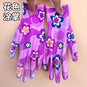 正品12双劳保耐磨花色涂掌带胶手套薄款PU尼龙防晒手套女工作干活
