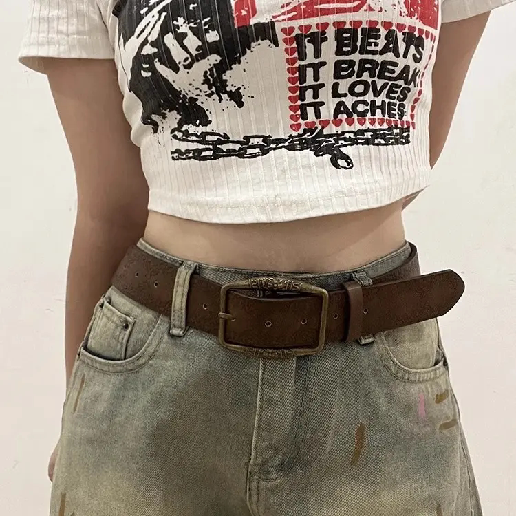 复古Y2K美式做旧女腰带