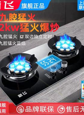 猛火燃气灶双灶定时嵌入式天然气液化气台式煤气灶双灶头家用