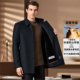 水波纹纯山羊绒中长大衣男双面呢单排扣可拆水貂鹅绒内胆商务外套