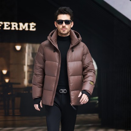 冬季新款高端男短款羽绒服连帽加厚保暖极寒鹅绒服外套СUGGΟAT