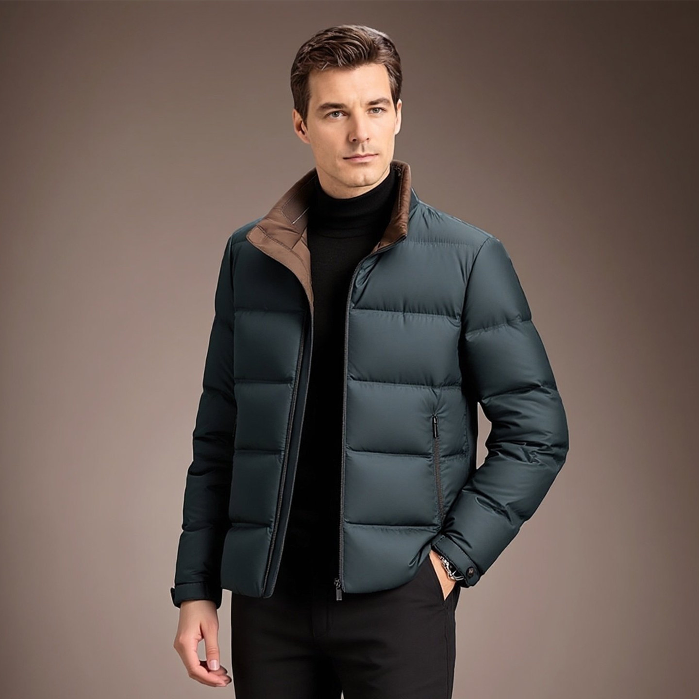 男士短款不臃肿羽绒服立领商务休闲防风冬季保暖防寒拉链夹克外套