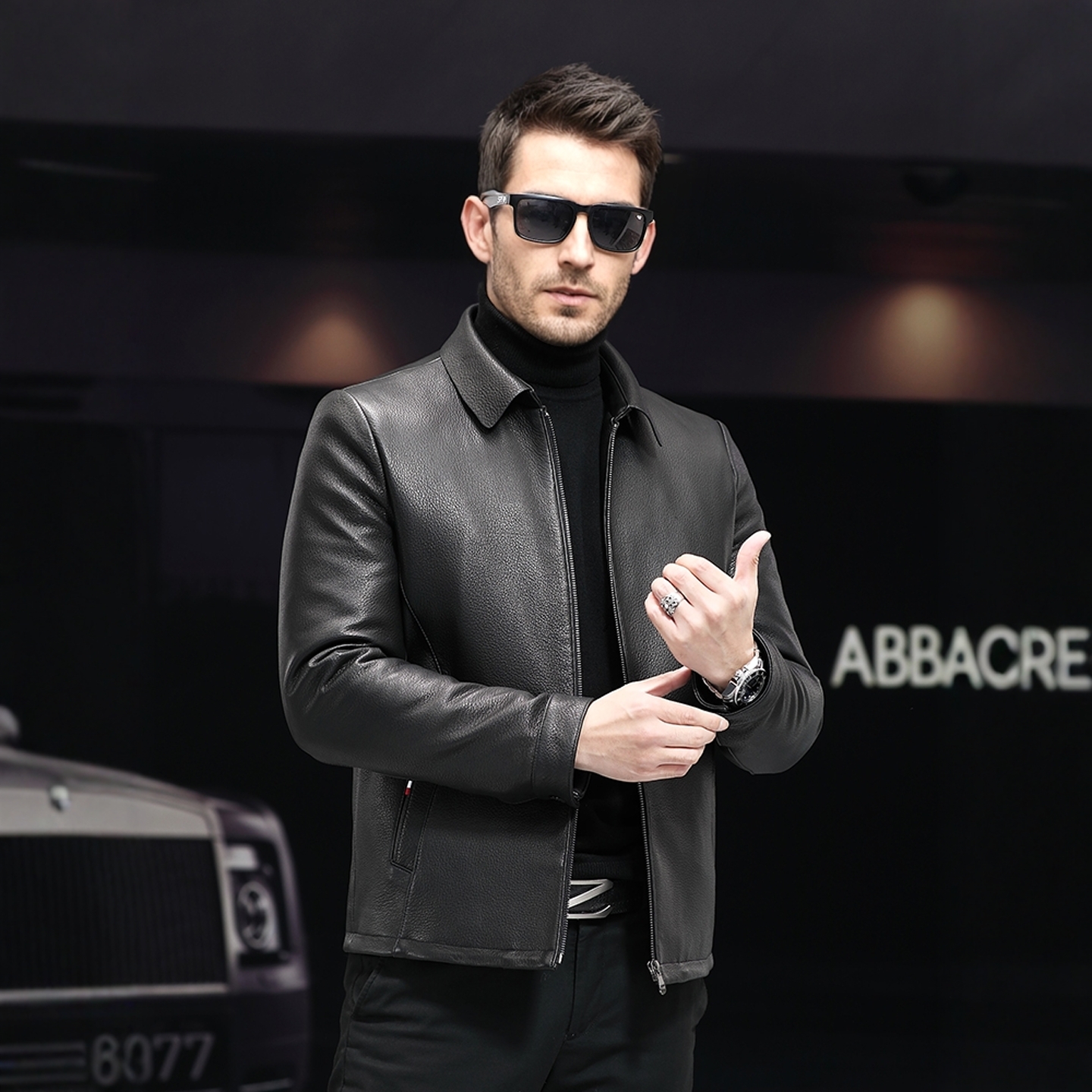 真皮机车服男皮衣翻领商务休闲夹克皮质羽绒服可拆脱拉链加厚外套