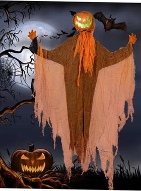 Halloween Green Pumpkin Hanging Oranment with Voice Glowing