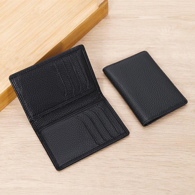 Ultra Slim Genuine Leather Card Holder Wallet for Men Thin F
