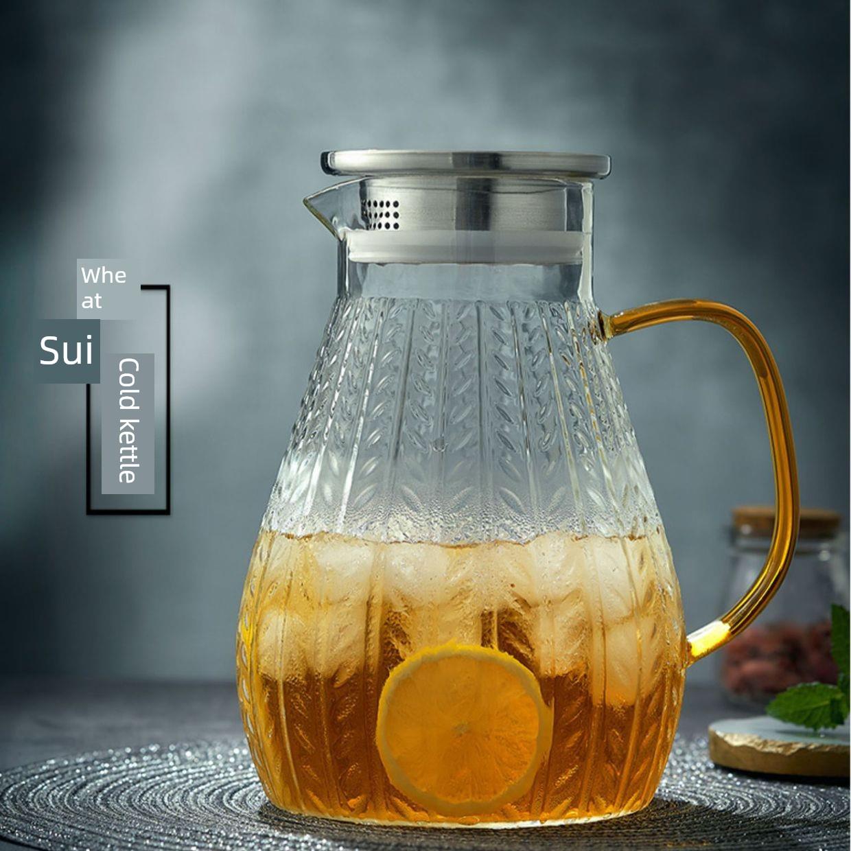 Gold covered 1.8L wheat ear glass kettle