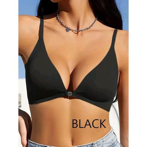 Women Front Button Bra Camisoles Tanks Underwear Black S M L