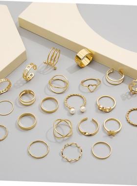22pcs set New butterfly rings open joint ring set套装戒指女