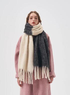 Colorblock Woman Scarves Imitation Cashmere Scarf Big Size W