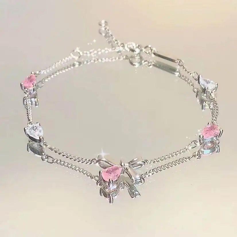 Elegant Crystal Flowers Bracelet For Women Y2K Sweet Girls M