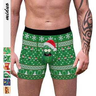 Printed Mens Christmas Boxers Cucumber Pouch Panties Rick