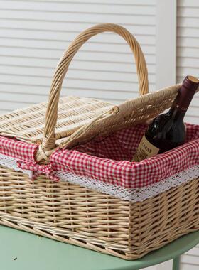 Rattan picnic basketball basket garden with fruit basket bam