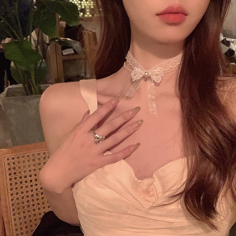 颈环choker黑色蝴蝶结蕾丝铃铛项圈女生颈带脖子配饰锁骨装饰项链