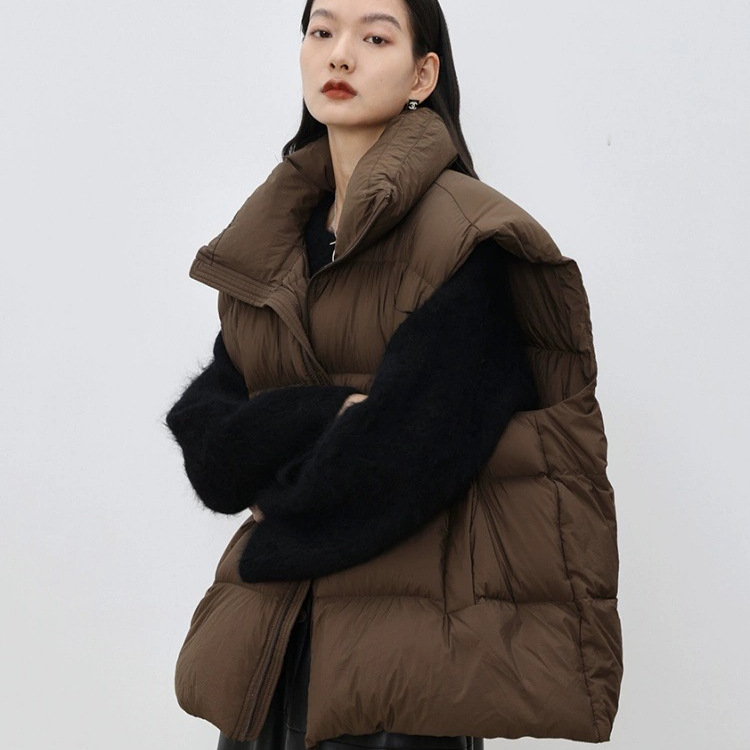 大码棕色棉服马甲背心女外穿坎肩2025新款秋冬保暖时尚马夹外套