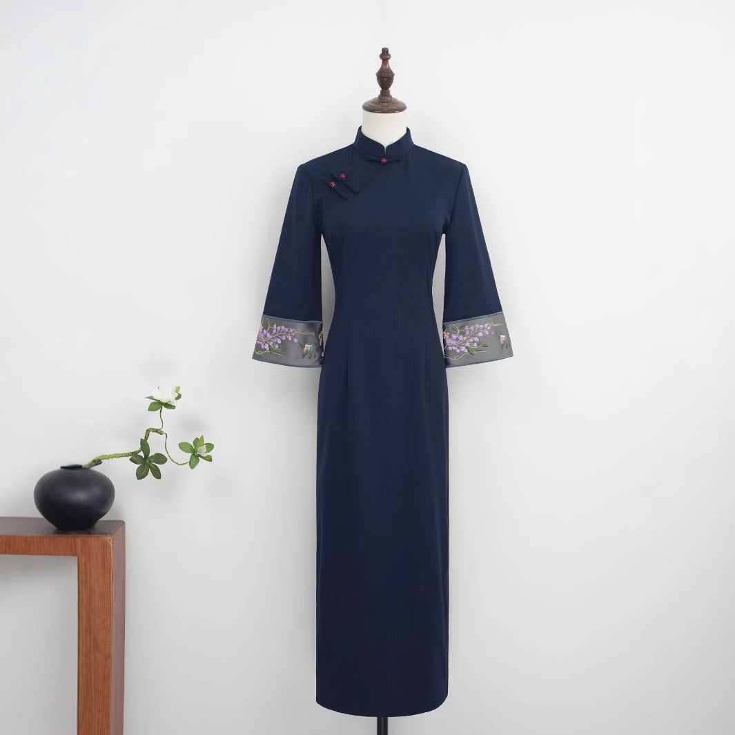 秋冬2025新款改良旗袍新中式女长款女高雅显瘦收腰气质连衣裙
