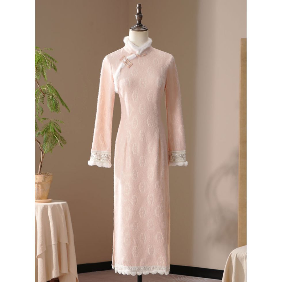 粉色旗袍改良年轻款少女2