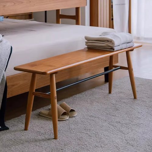 樱桃木长条凳可做餐椅换鞋凳床尾