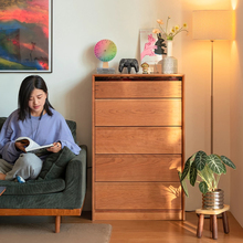 山川五斗柜北欧日式樱桃木全实木斗柜储物柜边柜五斗收纳矮柜