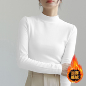 内搭保暖长袖 德绒半高领打底衫 女士加厚加绒秋冬百搭洋气修身 T恤