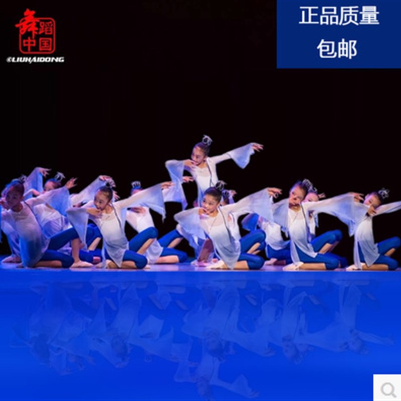 小荷风采青莲儿童舞蹈演出服古典女童练功表演服装民族秧歌渐变色
