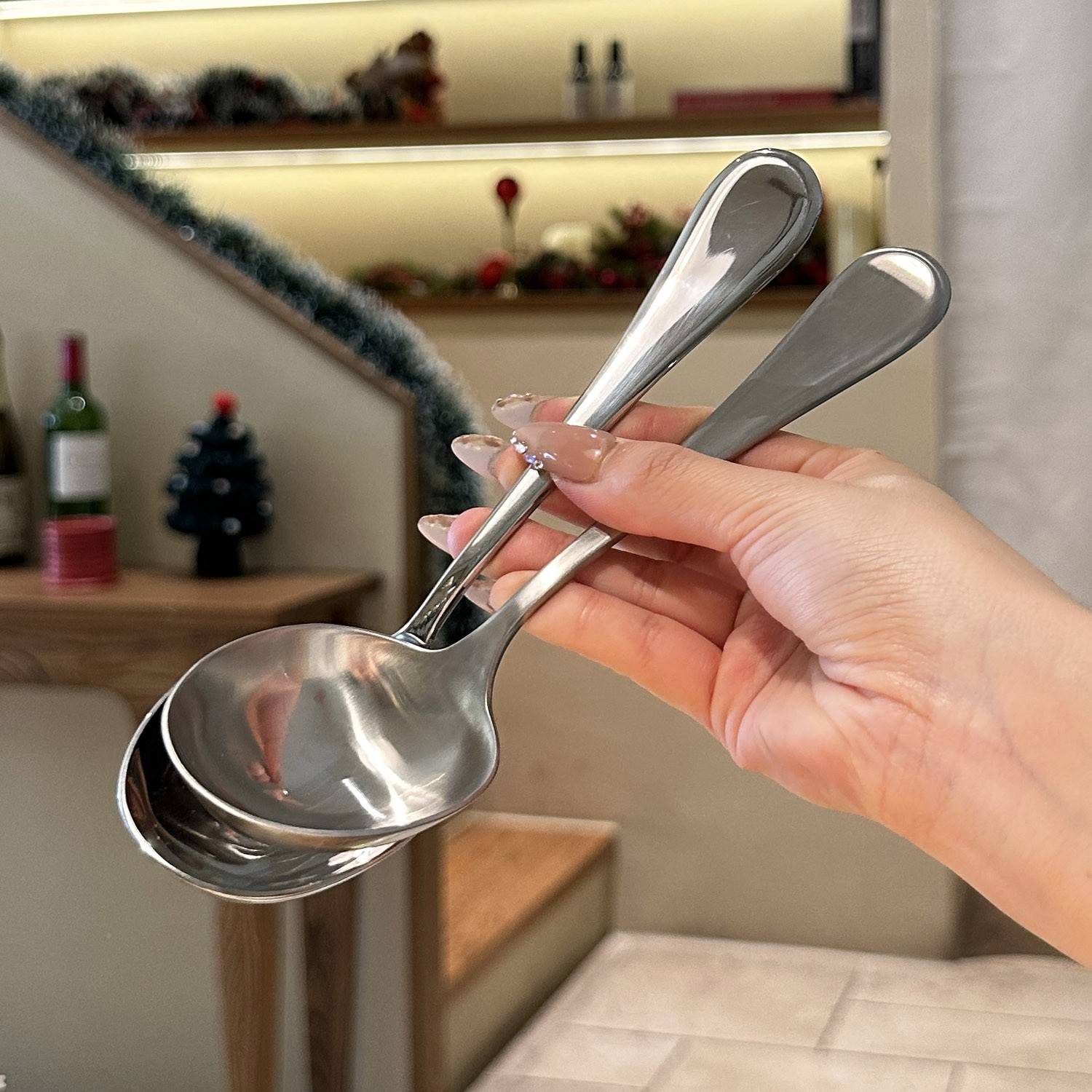 条端1干质米钢感8高10锈大不82551嘴汤长!大柄面粥匙匙