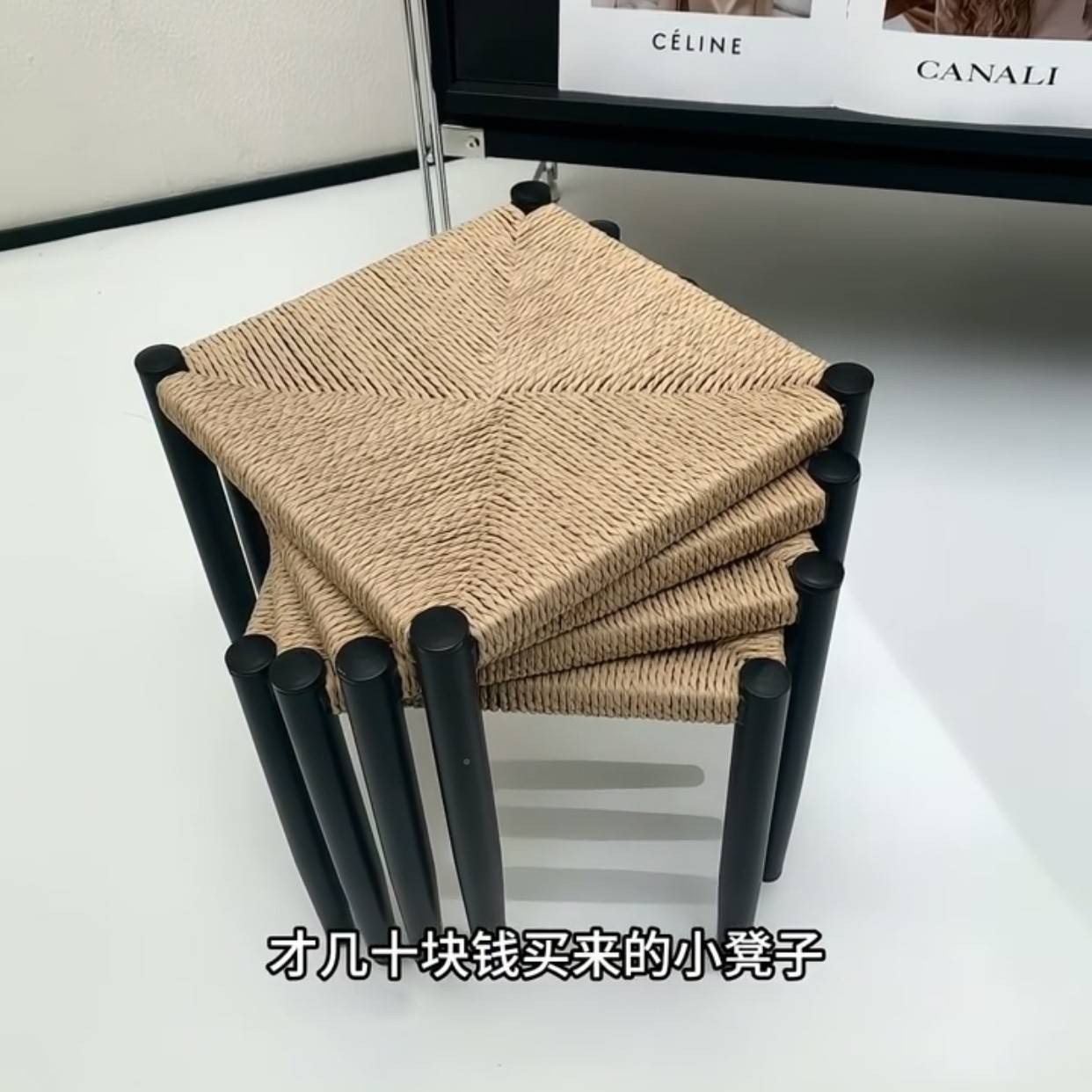 夏厅待用52853编藤凳手工日客中编织方凳可凳家复客矮凳叠摞备用