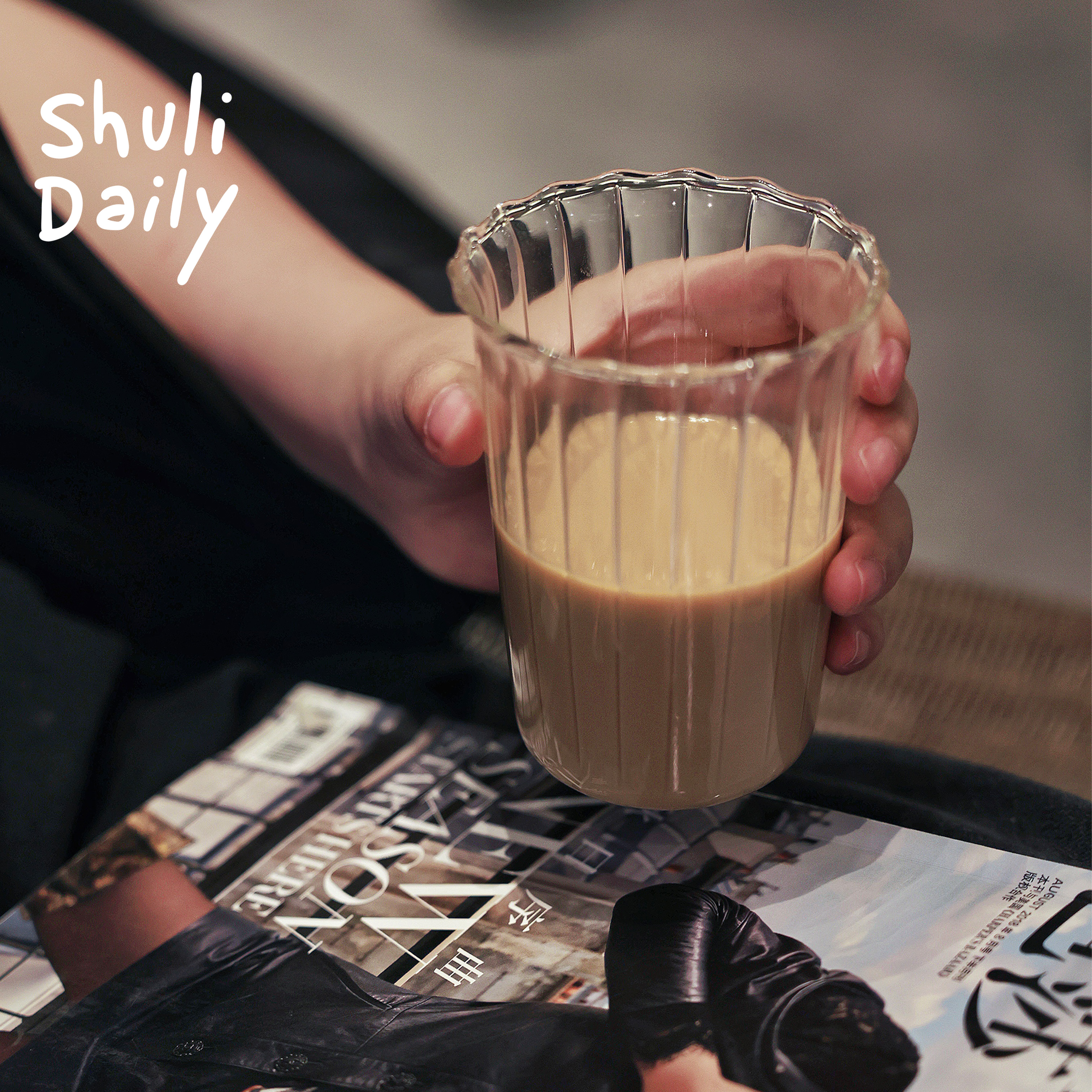 日式高级感小众简约条纹质感咖啡杯耐热高硼硅玻璃杯牛奶冷饮果汁