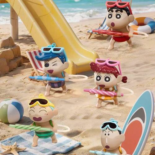 新品miniso名创优品蜡笔小新夏日黑皮系列滋滋一夏水枪挂件盲盒女