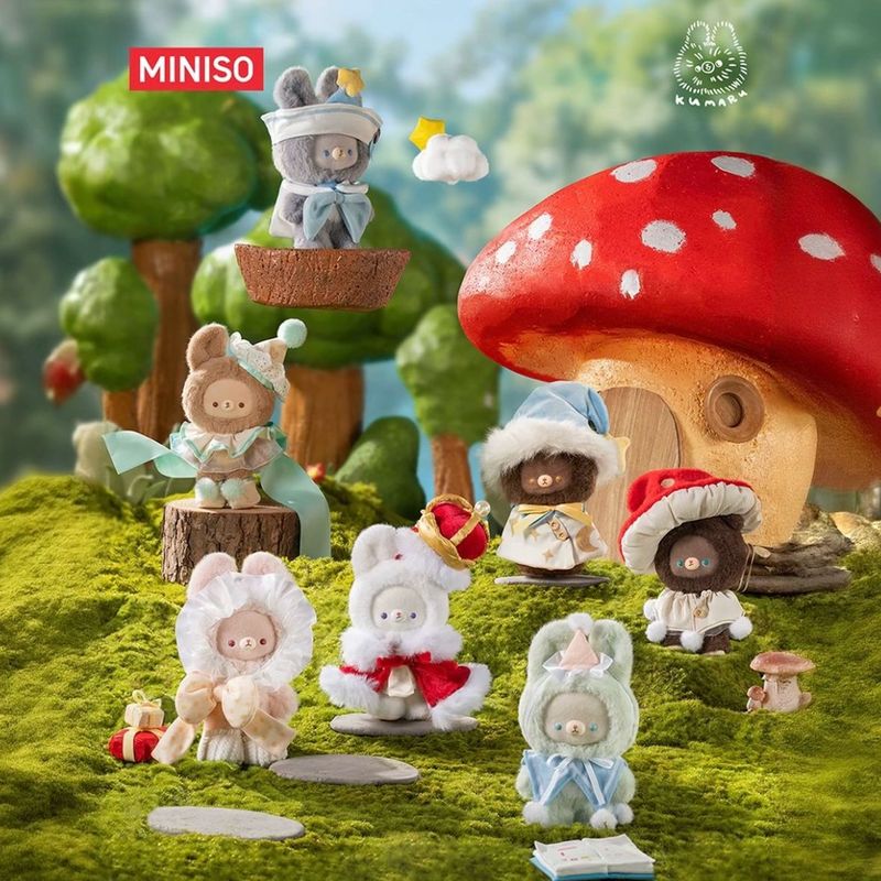 名创优品小熊KUMARU童话小镇搪胶盲盒潮玩周边毛绒公仔女生送礼物