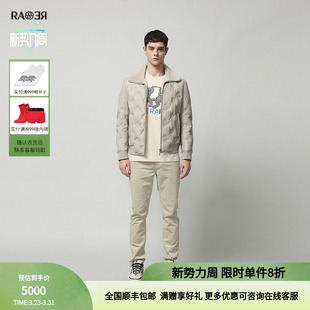 LOGO压印翻领皮衣羽绒服 浅卡其满版 RARE威雅男装 奥莱秋冬男士