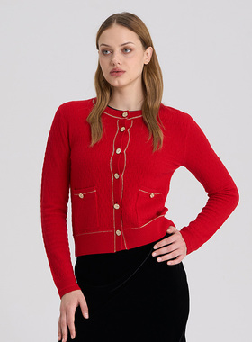 RARE威雅男装秋冬奥莱银葱饰边肌理毛开衫外套RR2246250205