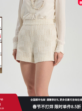 RARE威雅女装春夏女士通勤白色休闲花纱短裤RR2245450002