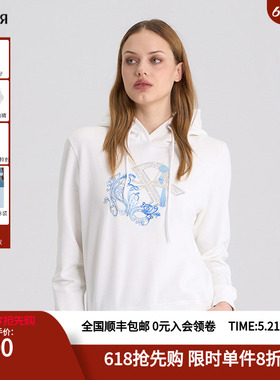 RARE威雅女装秋冬工艺休闲宽松连帽白色卫衣RR2246230954