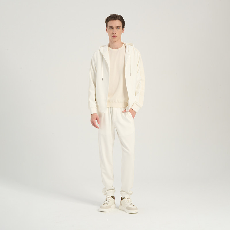 【休闲套装】RARE威雅男装 2025夏季款侧缝织带白色连帽外套卫裤,男装,休闲运动套装,淘宝优惠券,粉丝福利购,淘宝优惠卷