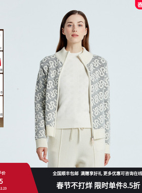 RARE威雅女装 秋冬黑白肌理老花女士毛开衫 RR2236250330