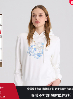 RARE威雅女装秋冬工艺休闲宽松连帽白色卫衣RR2246230954