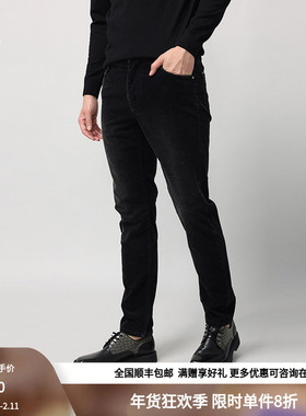 RARE威雅男裤奥莱秋冬男士水洗灯芯绒黑色休闲裤