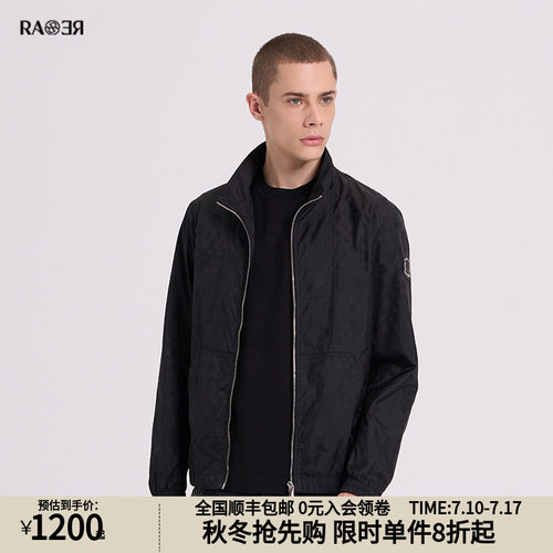 RARE威雅男装 秋冬黑色立领夹克时尚休闲男士提花款外套