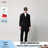 中长款 肩缝缝位拼皮夹棉款 大衣 奥莱秋冬黑西装 RARE威雅男装