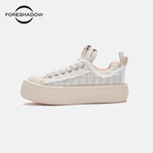 百搭增高帆布鞋 女 新款 香草白平板厚底鞋 明星同款 FORESHADOW