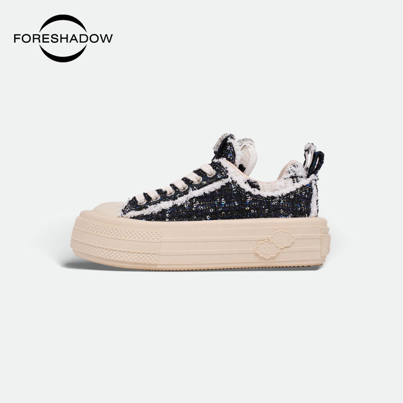 【明星同款】FORESHADOW2025新款百搭厚底鞋午夜乐园平板帆布鞋女